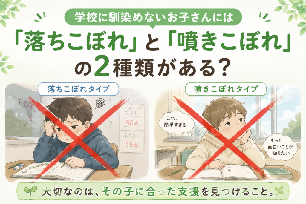 学校に馴染めないお子さんには「落ちこぼれ」と「噴きこぼれ」がある？原因と接し方