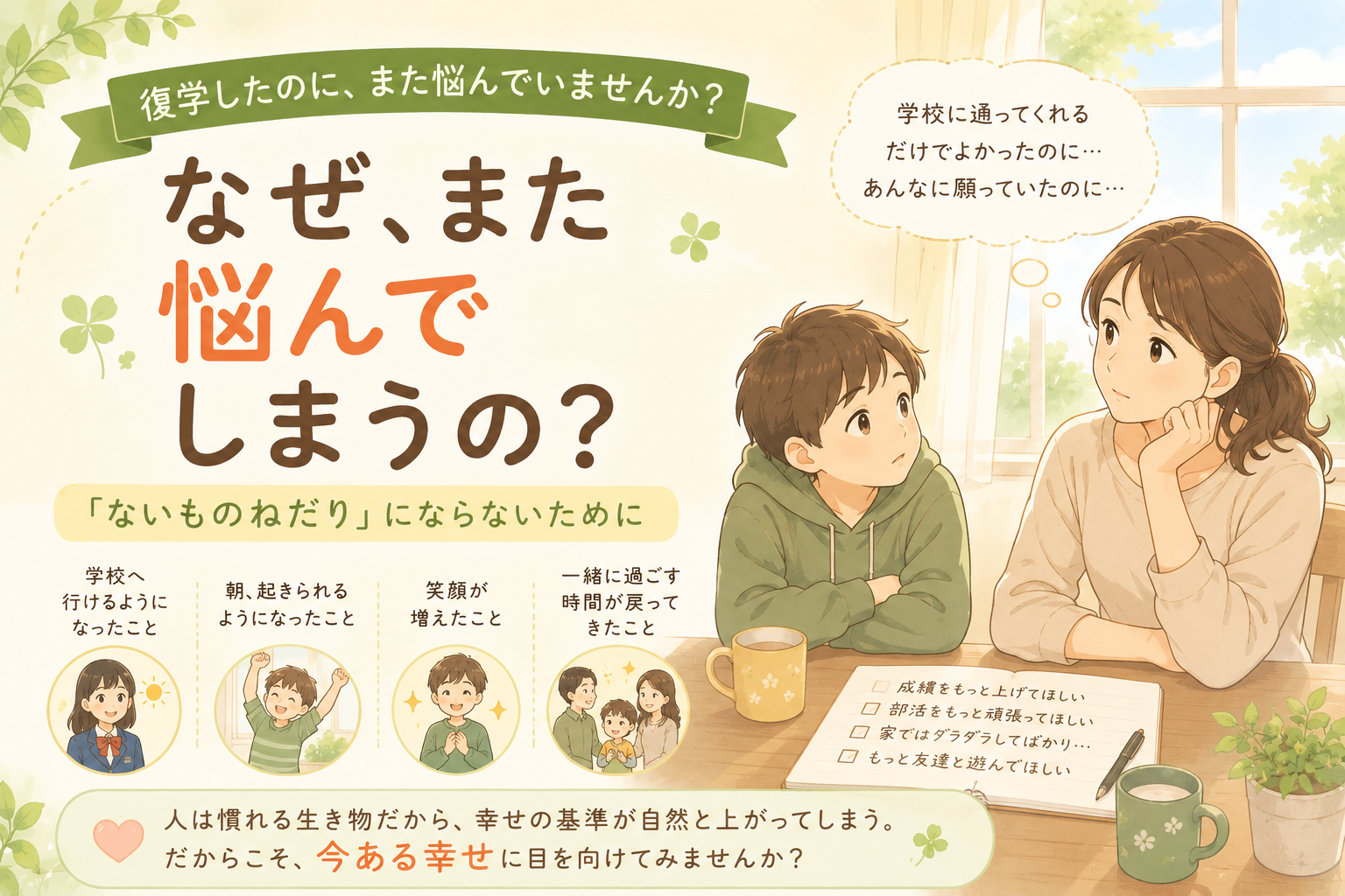 復学したのに、また悩んでいませんか？｜「ないものねだり」にならないために