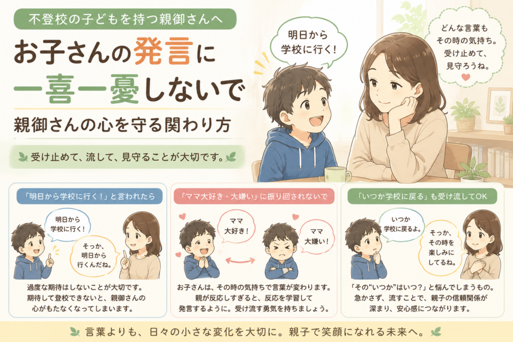 不登校のお子さんの発言に一喜一憂しないために｜親御さんの心を守る考え方