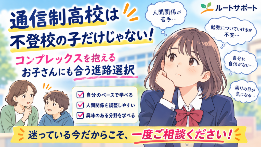 通信制高校は不登校の子だけじゃない｜コンプレックスを抱えるお子さんにも合う進路選択