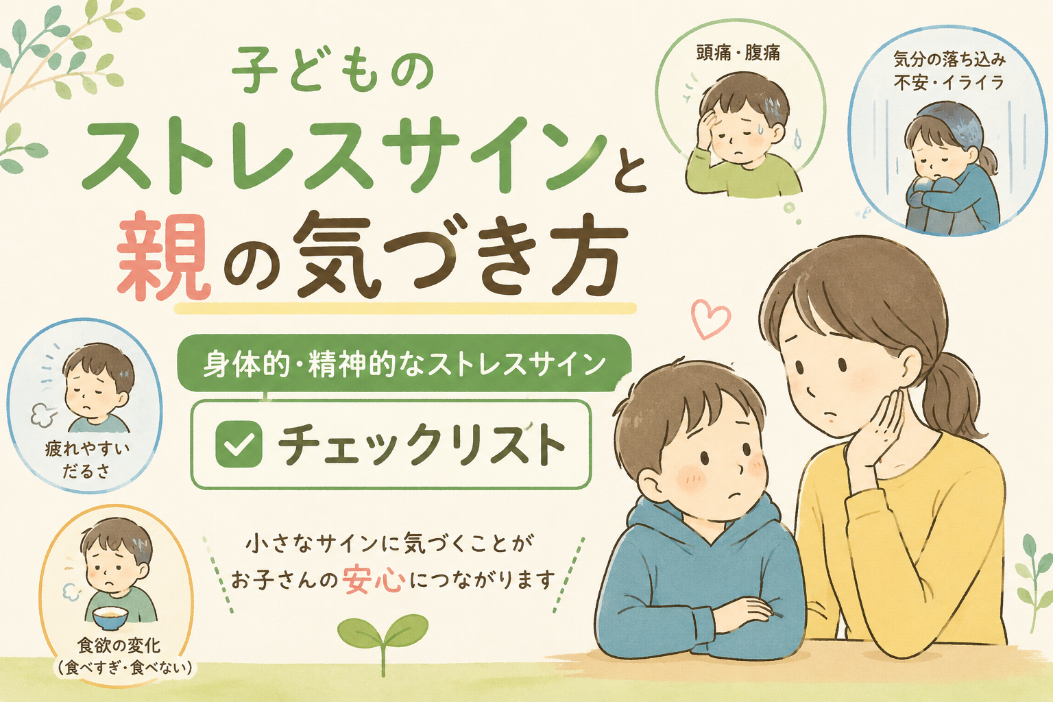子どものストレスサインと親の気づき方｜身体的・精神的なストレスサインチェックリスト
