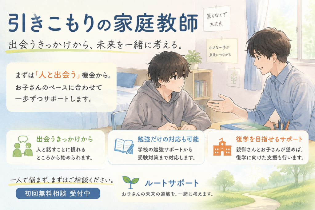 引きこもりの家庭教師｜外に出るきっかけから勉強・復学・受験まで支援