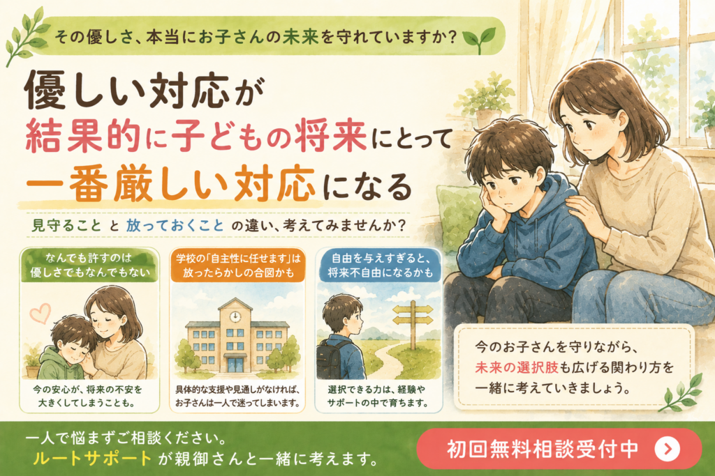 不登校の子どもに優しすぎるのはダメ？「何でも許すこと」が将来の不自由につながる理由