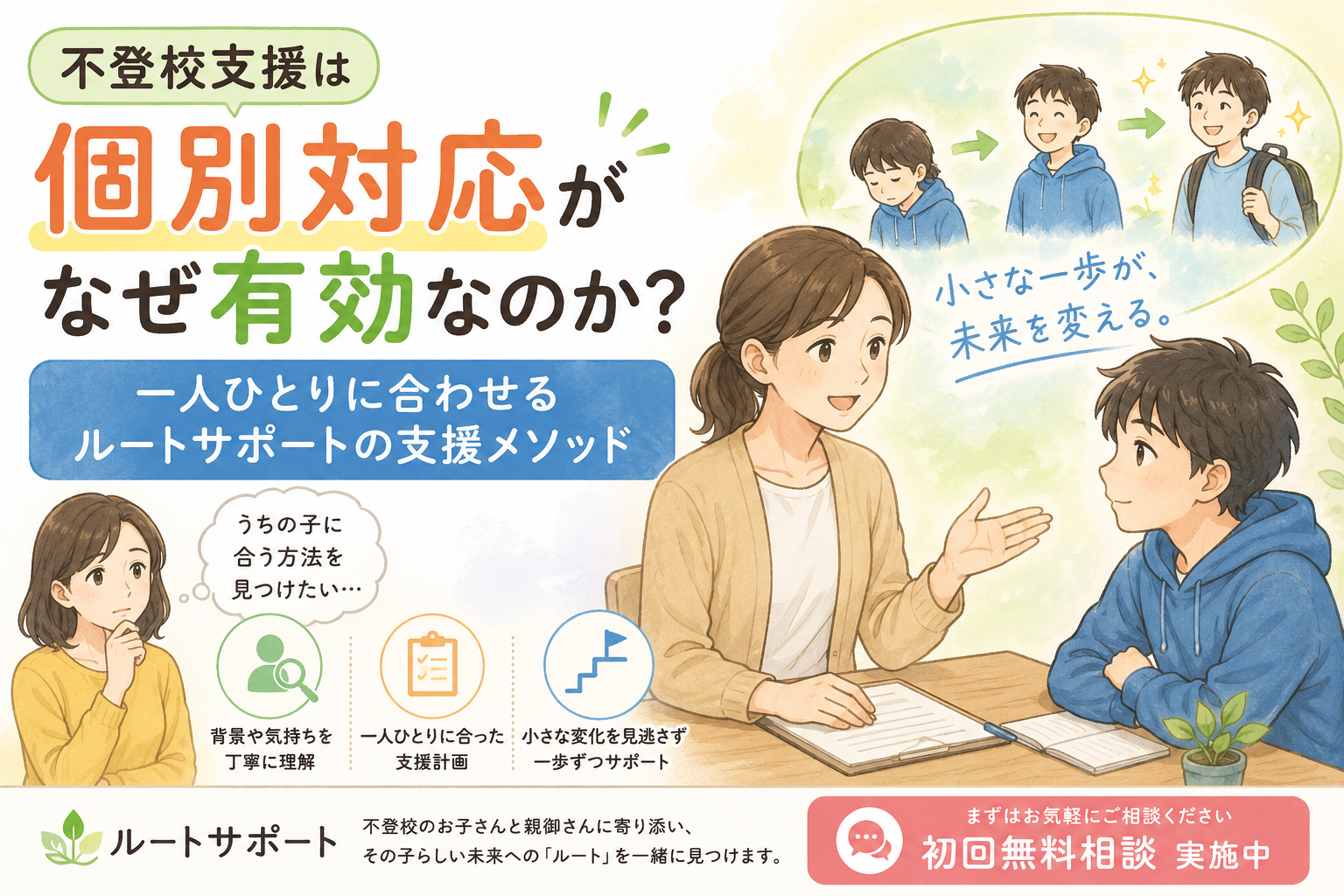 個別対応が不登校支援に有効な理由とは？一人ひとりに合わせるルートサポートの支援メソッド